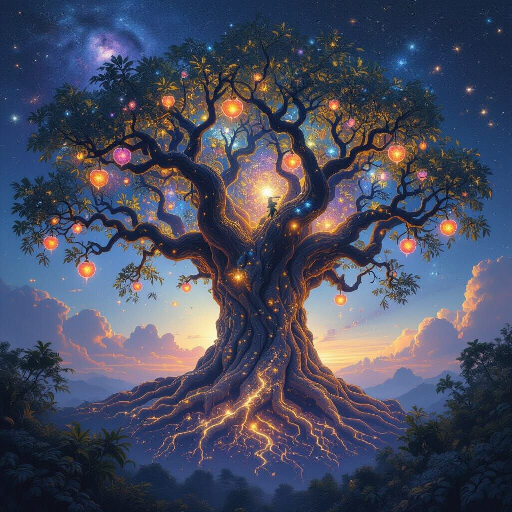 Cosmic Ancient Tree of Life in Hyperrealism