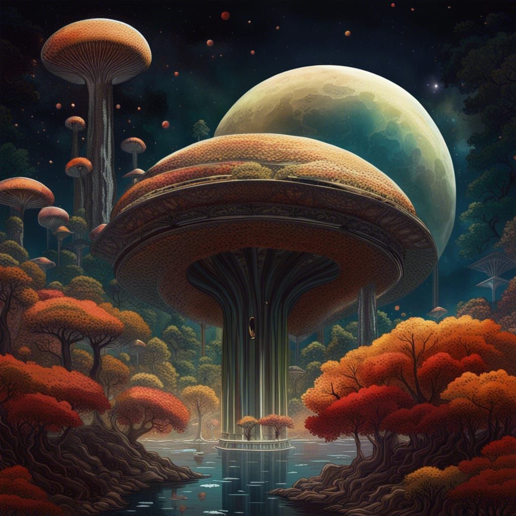 Titan and Saturn in Neo-Impressionist Style