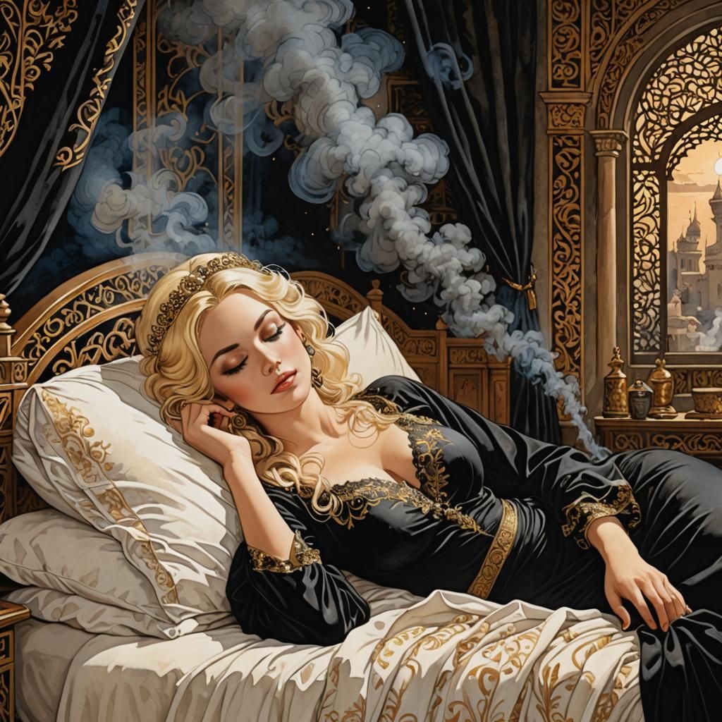 Arabian Princess in Dreamy, Smoky Ambiance