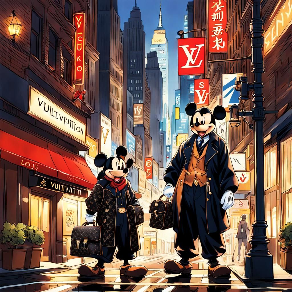 Mickey Mouse with Louis Vuitton in Anime Style