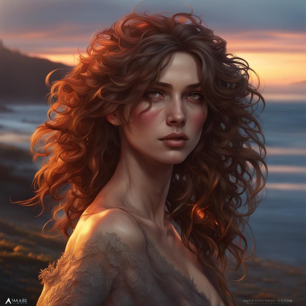 Autumn Sunset Portrait in Hyperdetailed Style