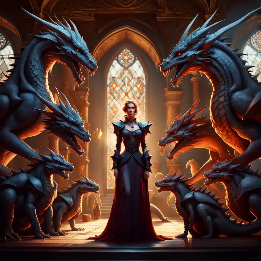 Queen with Dragons: Dark Fantasy Concept Art