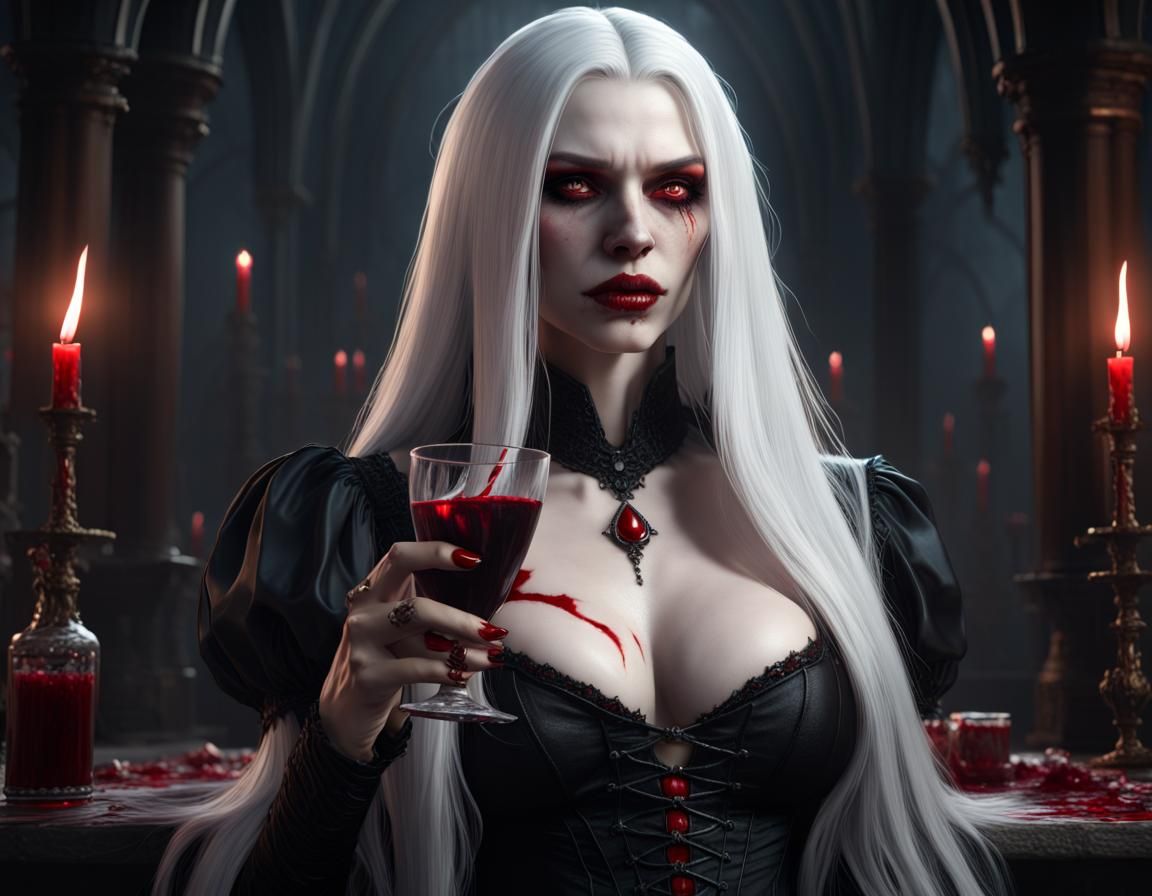 Pale Twin Vampire Sisters in Gothic Style