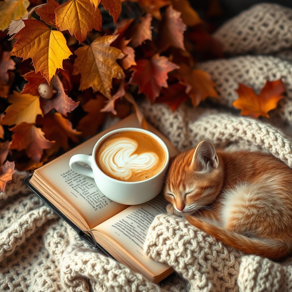 Autumnal Cozy Scene in Earthy Tones and Textures