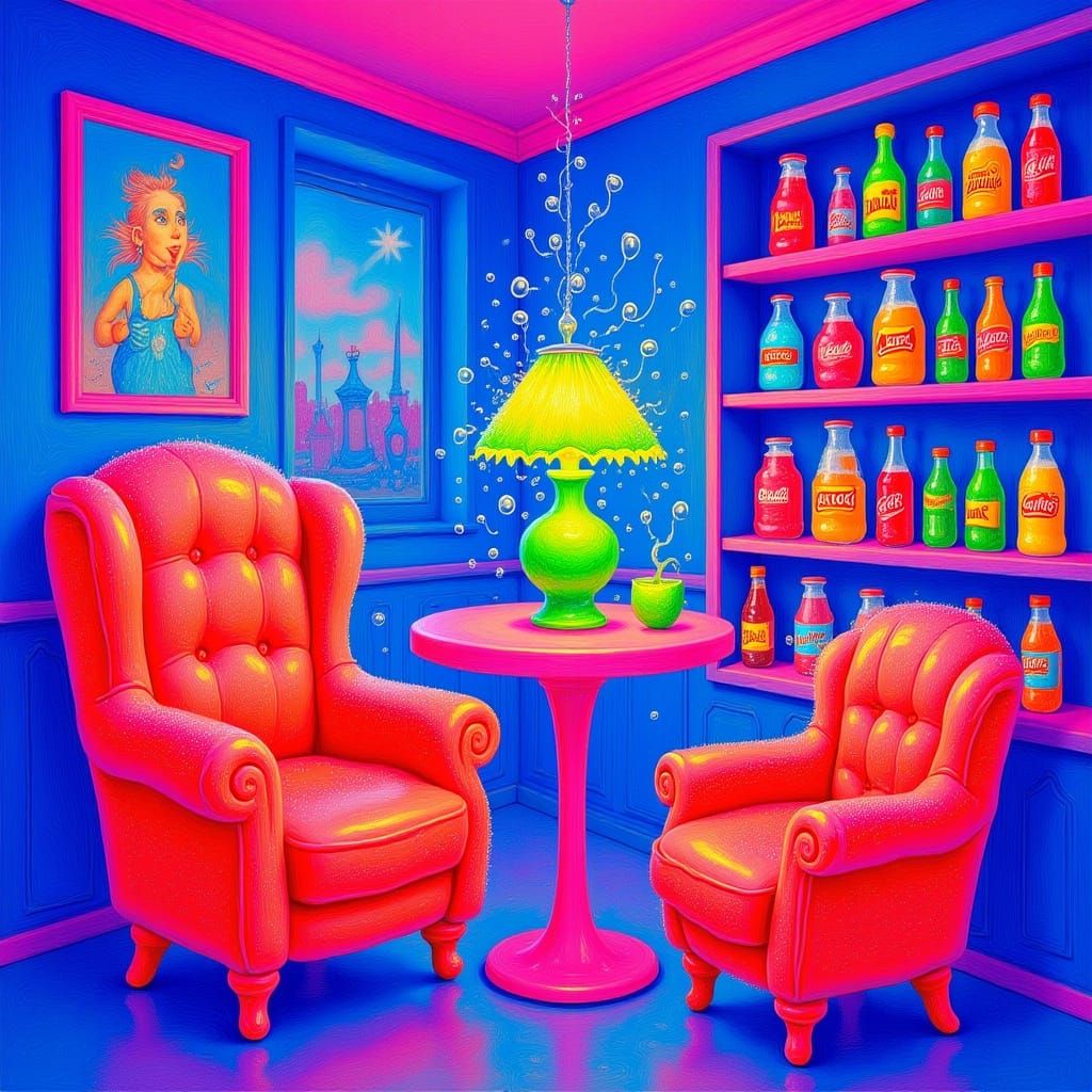 Whimsical Soda Shop Interior With Liquid Furniture