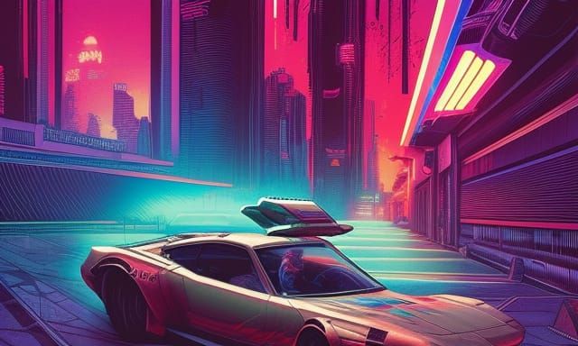Cyberpunk Vehicle in Comic Book Art Style