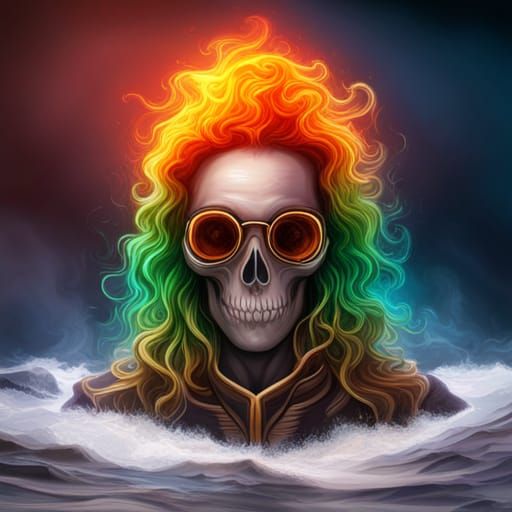 Rastafarian Skull Smoking Marijuana: Detailed Digital Art