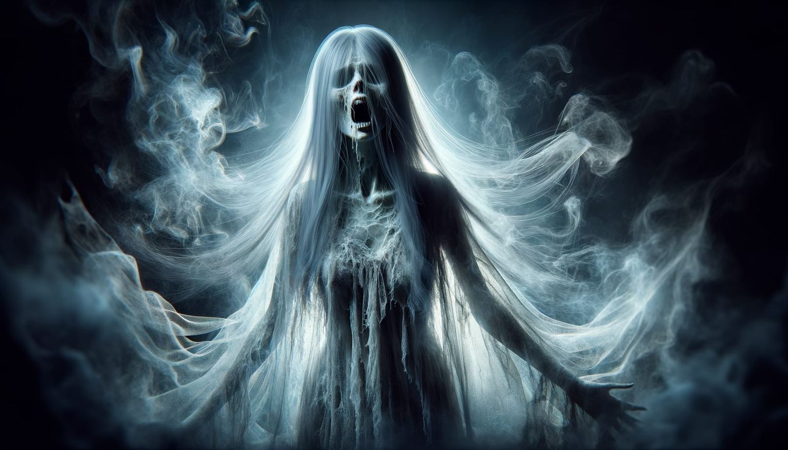 Ethereal Banshee in Gothic Horror Scene