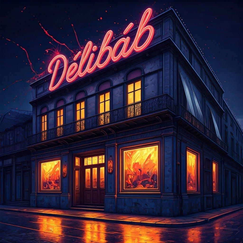 a nightclub called Délibáb and it's written in neon on the b...