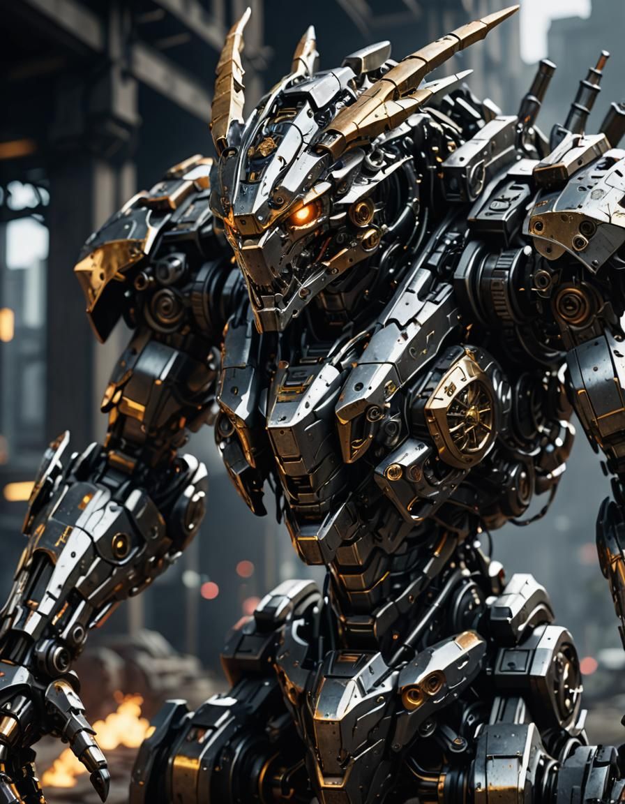 Epic Mech Dragon Robot Portrait in Sci-Fi Style