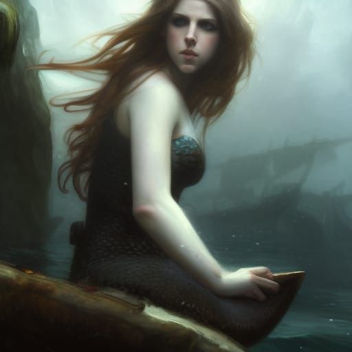 Anna Kendrick as Mermaid in Pre-Raphaelite Style