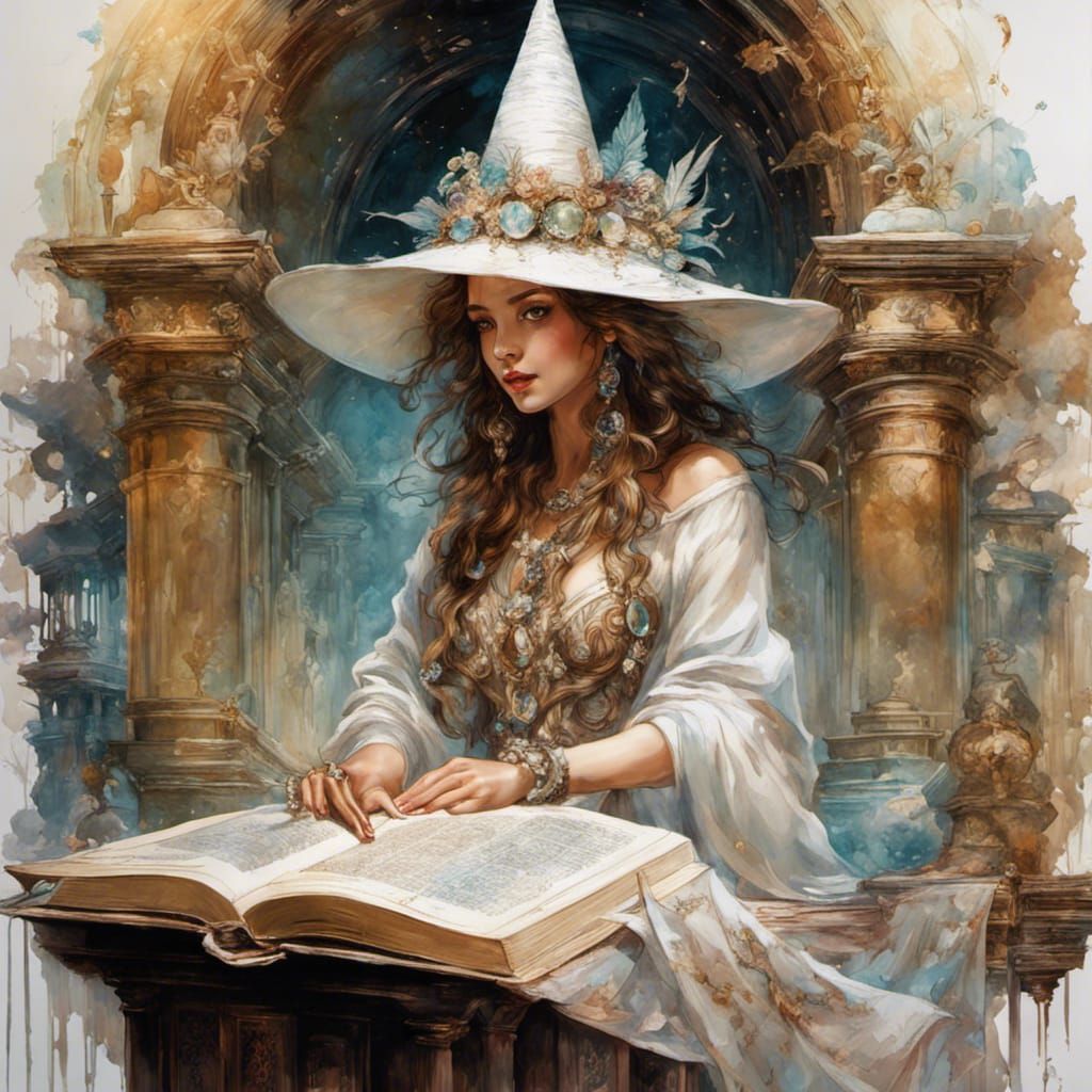 Roman Scribe Witch in Dark Fantasy Style