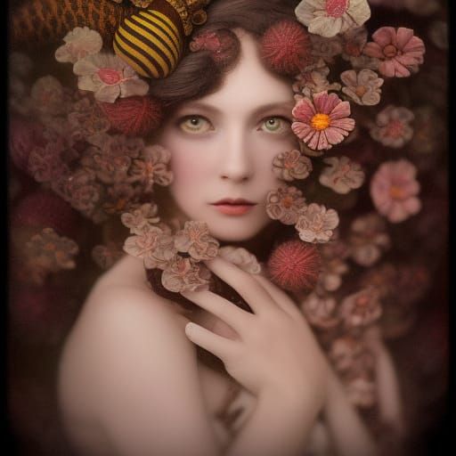 Yarn Portrait in Art Nouveau Style