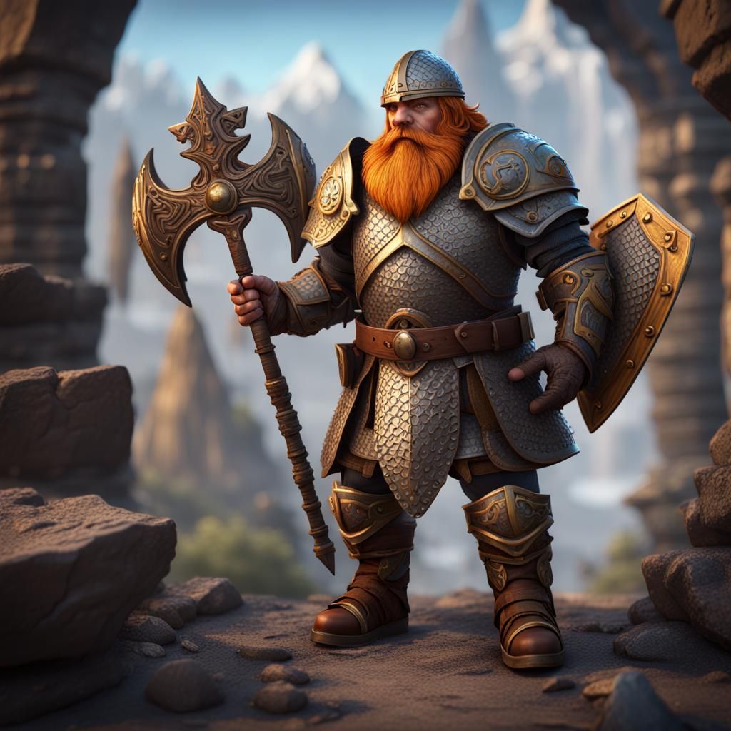Dwarf Paladin Soldier in Chainmail Armour