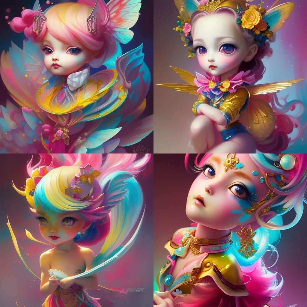 Chibi Pixie Portrait in Stylized Polygon Art