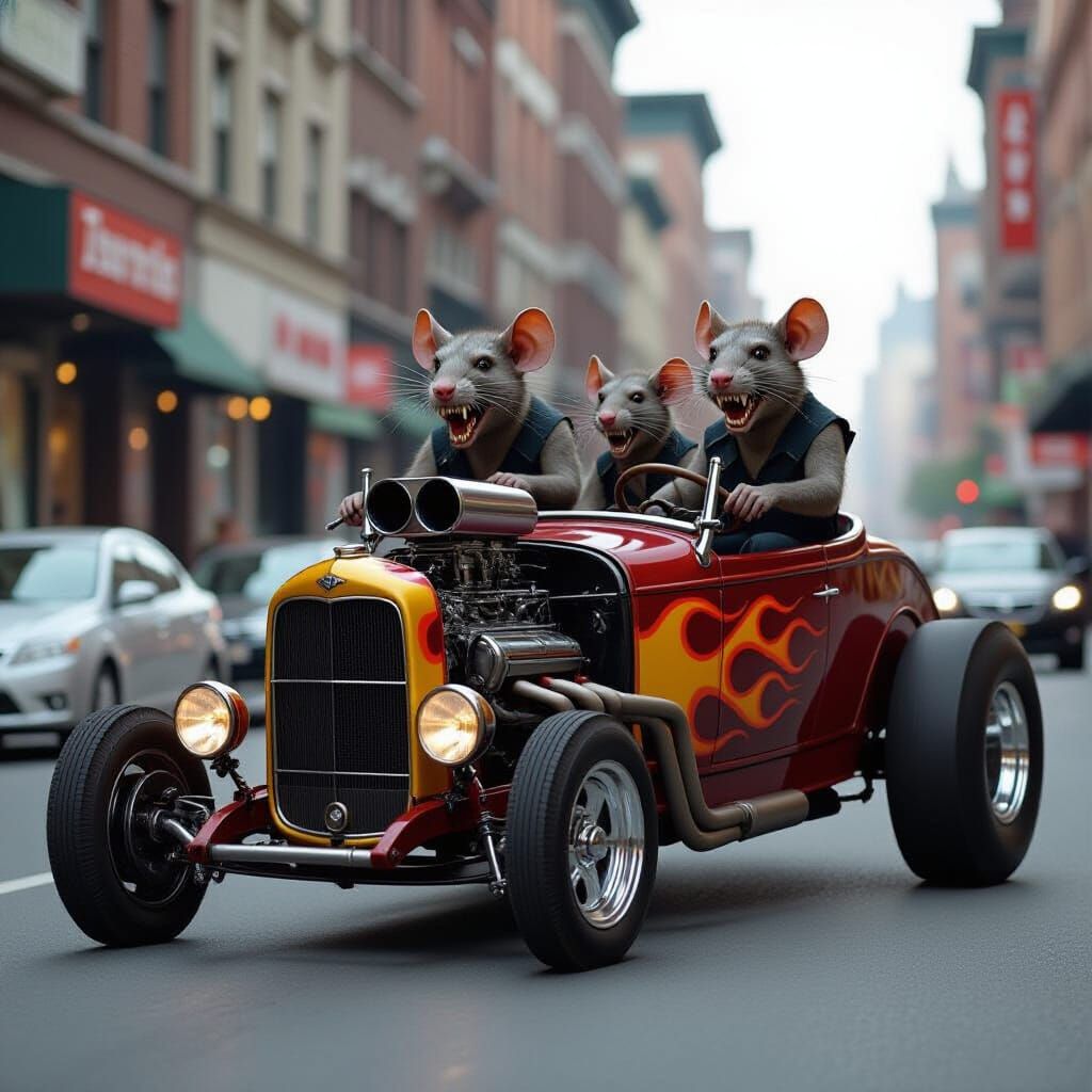 1930s Rat-Rod with Humanoid Rats