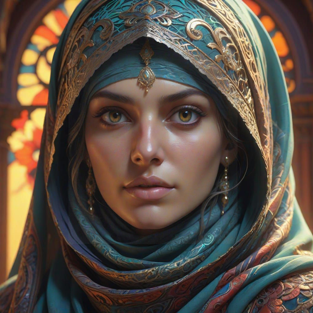 Ethereal Burqa Beauty in Triadic Hues