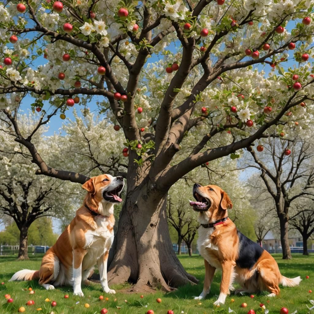 Boys Hide in Apple Tree From Barking Dog
