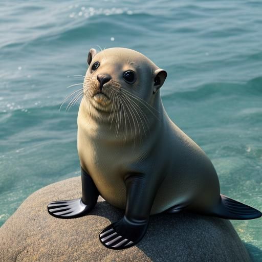 Kawaii Baby Sea Lion Pup Illustration