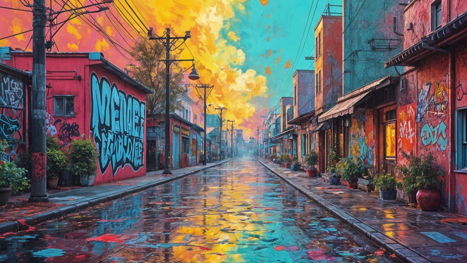 Vibrant New Wave Street Art in High Contrast Colors