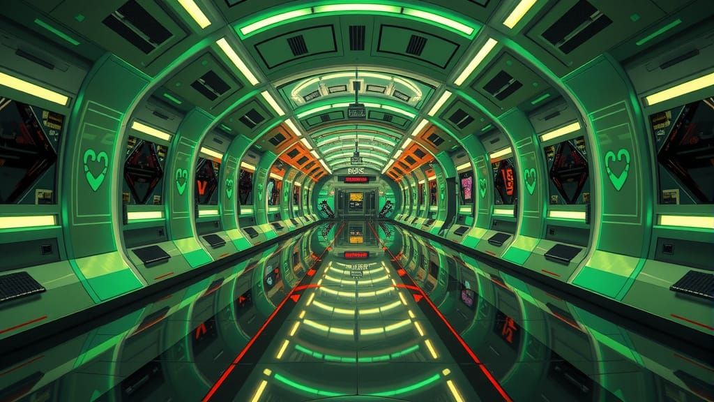 Utopian Frutiger Metro Station with Vector Grunge Graphics