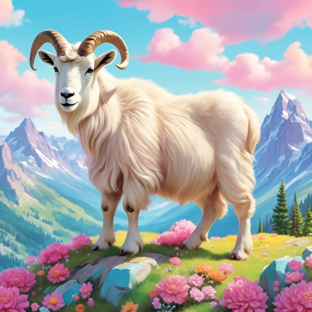 Cute Mountain Goat on Candy Mountain