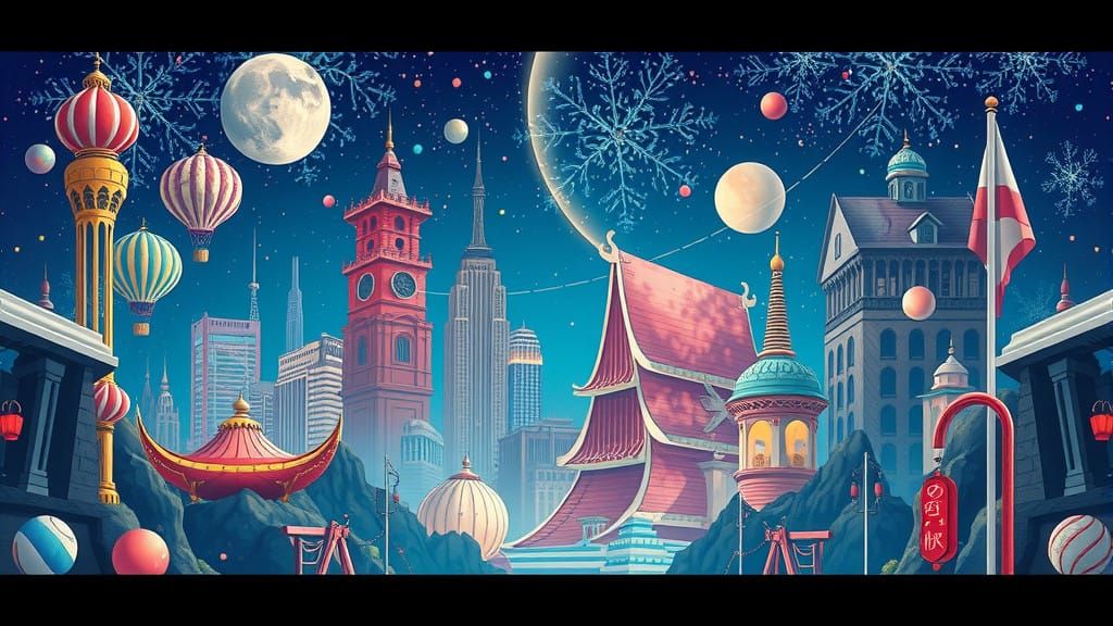 Gorgeous Futuristic Fantasy Landscape in Cel-Shaded Digital....