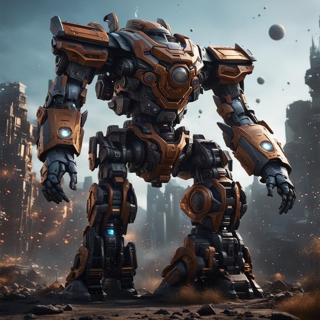Hyper-Realistic Mecha Lunatone: Detailed Digital Art