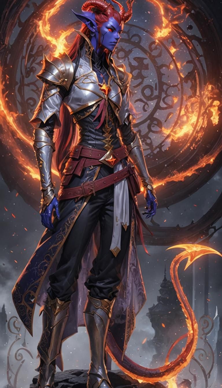 Galaxy Warlock Tiefling in Anime Style