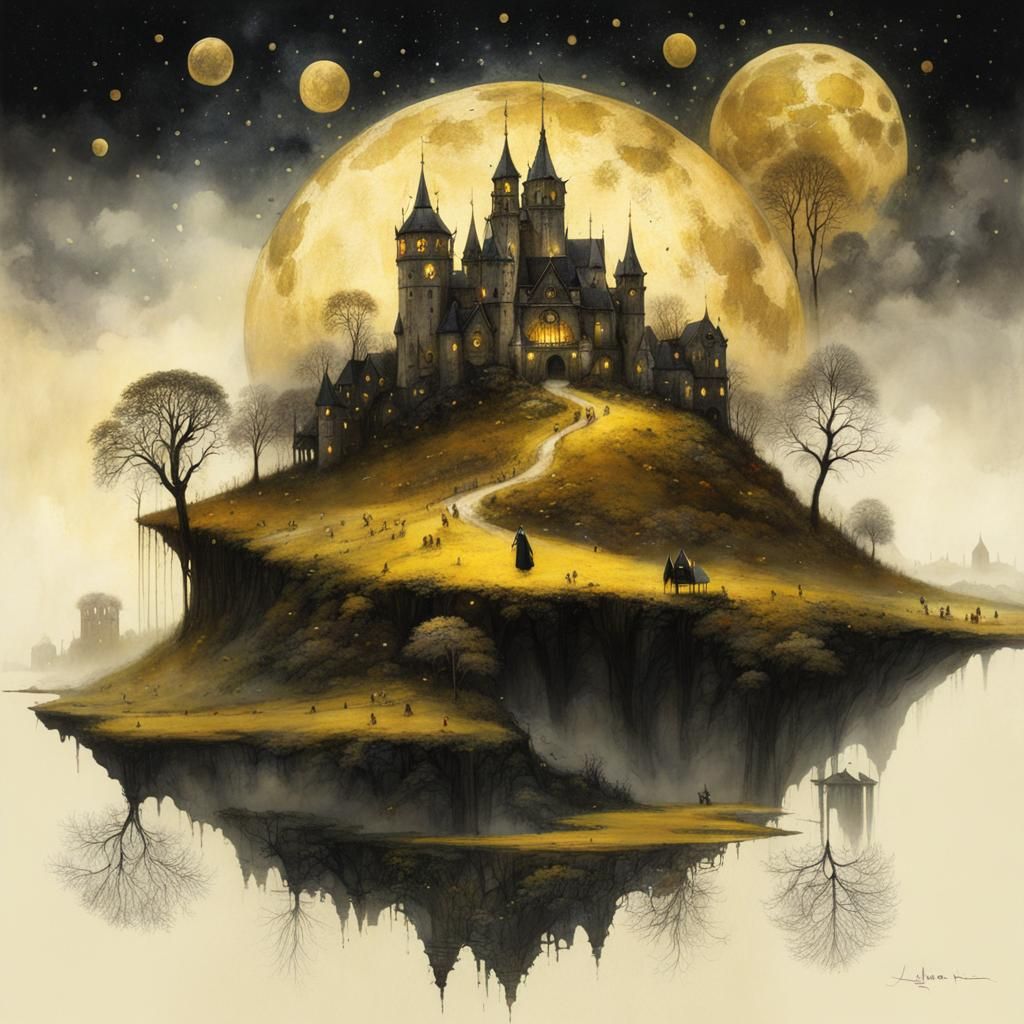 Enchanting Little Town Inspired by Klimt and Jansson