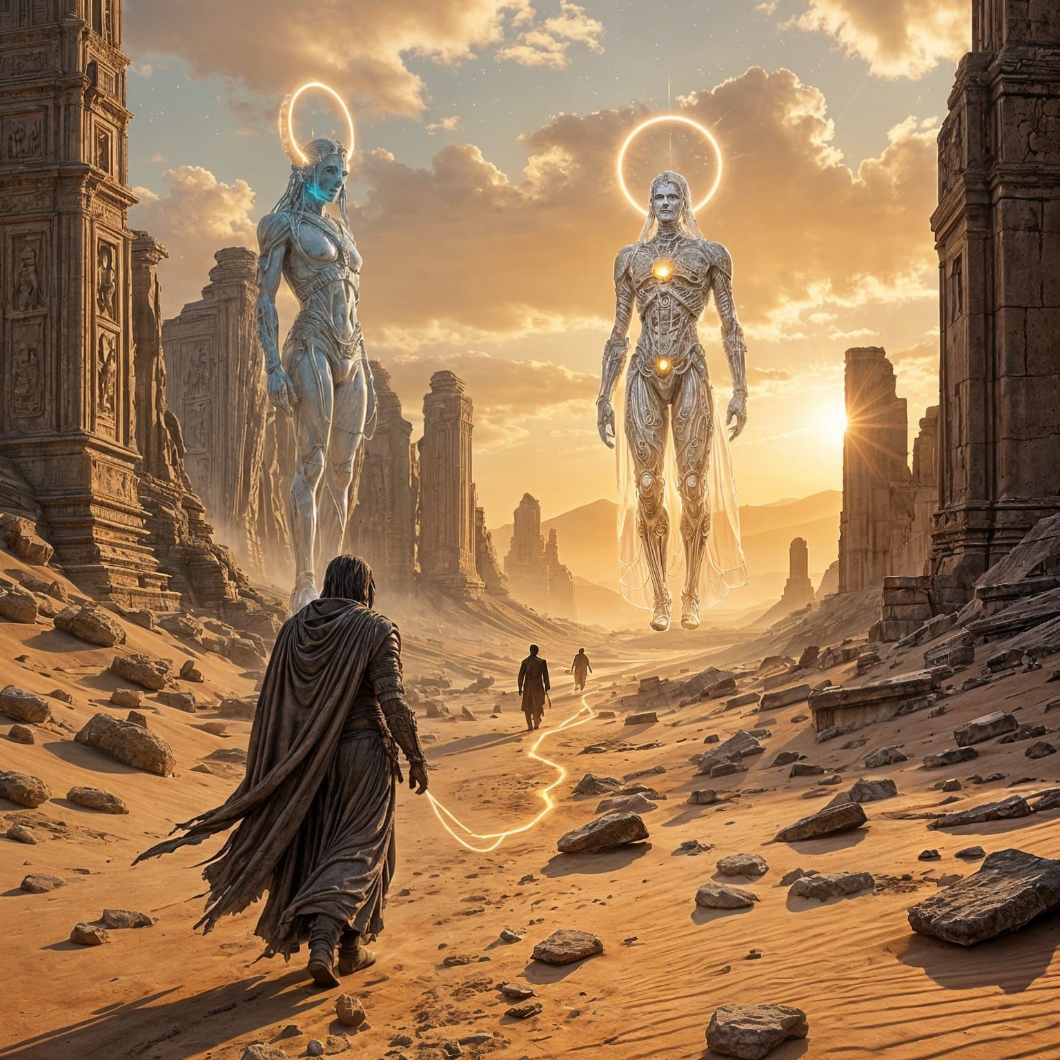 Wanderer Among Gods in Mythopunk Desert