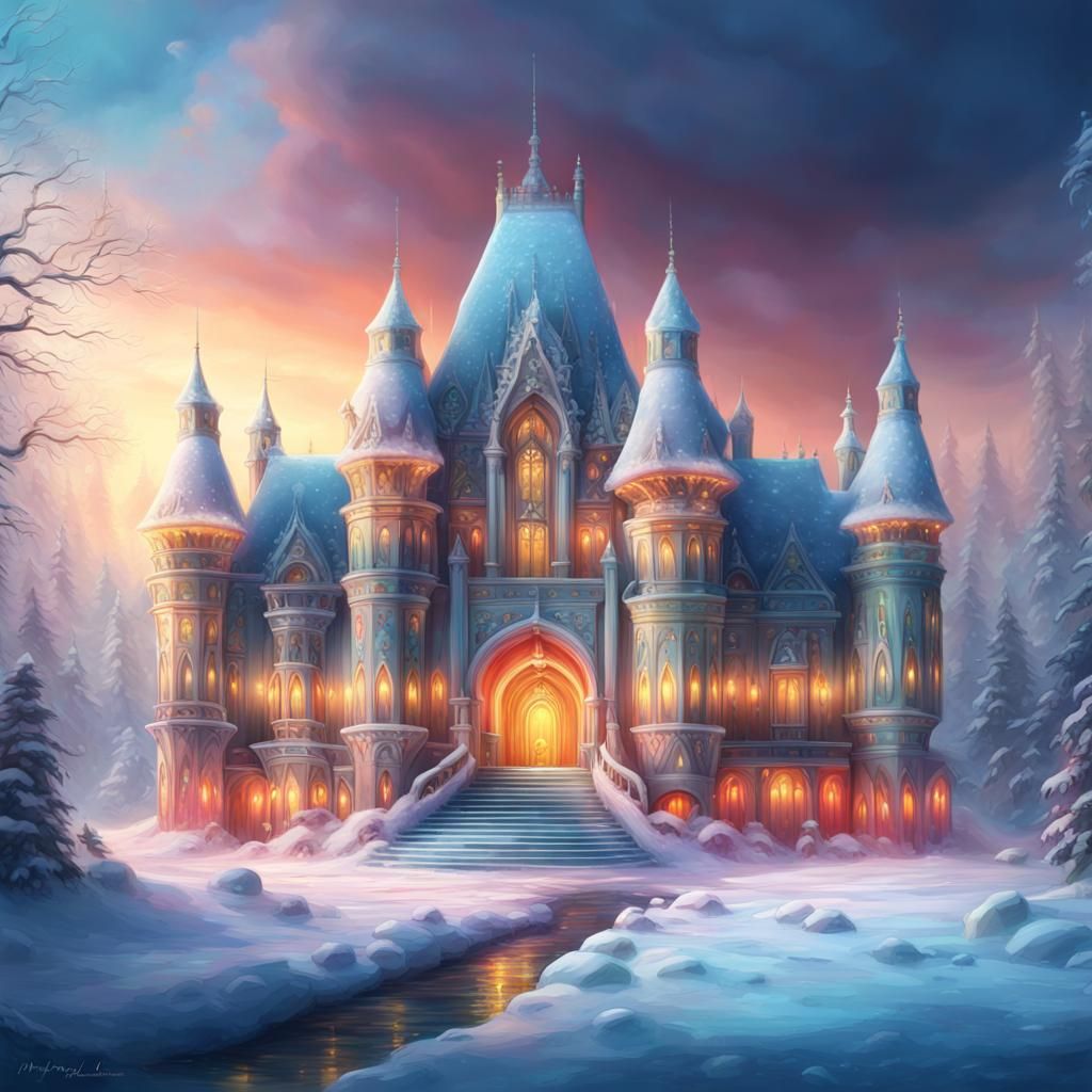 Snow Palace with Tulip Lights: Digital Matte Painting