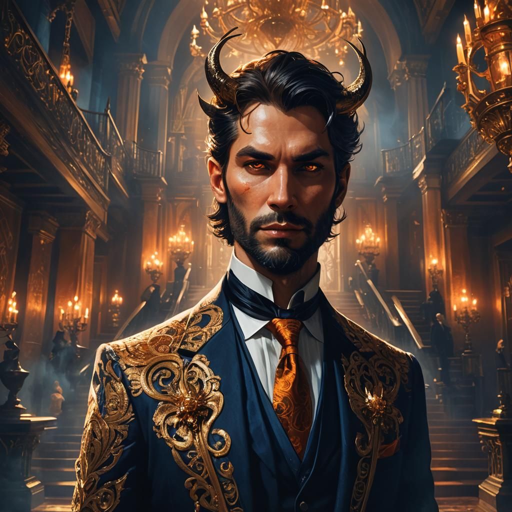 Lucifer Morningstar Portrait in a Majestic Hall