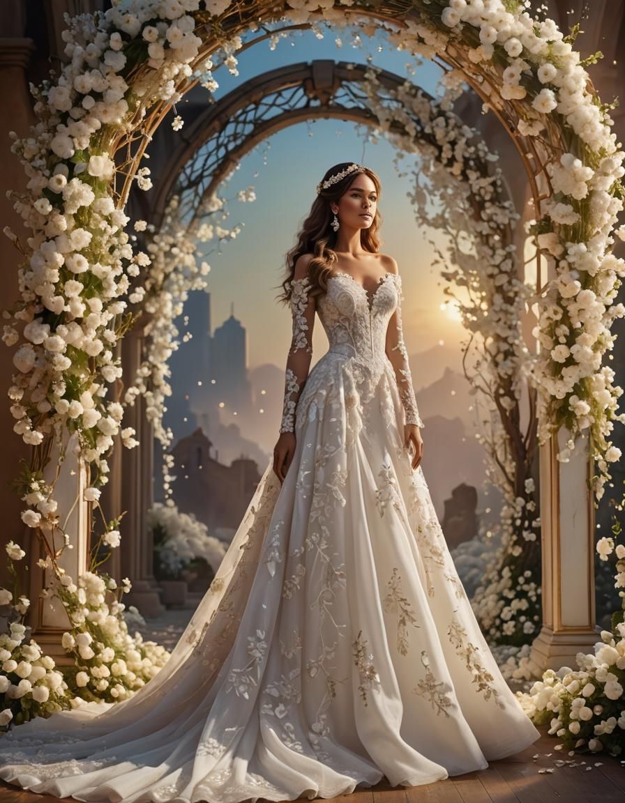 Fantastical Bridal Portrait with Floral Arch