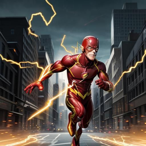 The Flash running after the Yellow Flash in Central City, su...