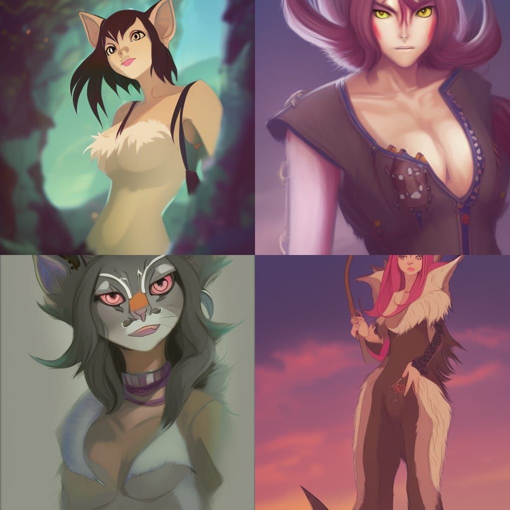 Anime Tabaxi Werecat Woman Portrait in Ghibli Style