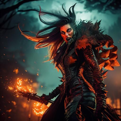 Ethereal Werewolf Rocker in a Hellish Dream