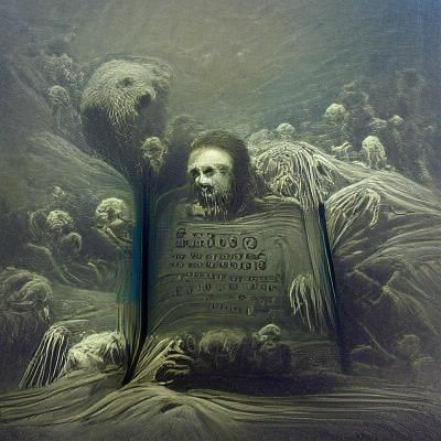 Macabre Book of the Dead in Engraving Style