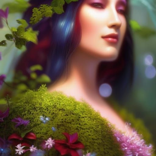 Woman in Rose Petal Waterfall: Surreal 3D Render