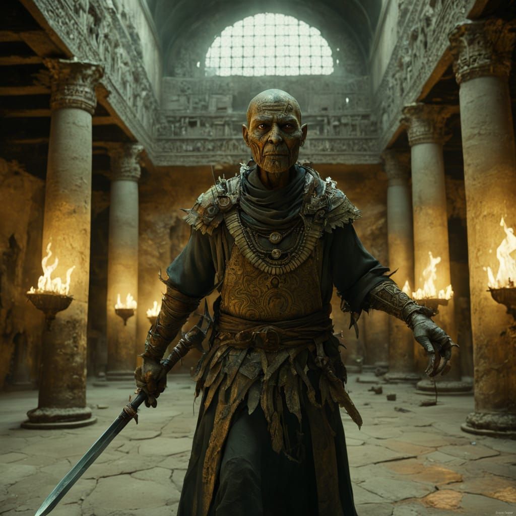 Golden Skin Walker in Ancient Palace