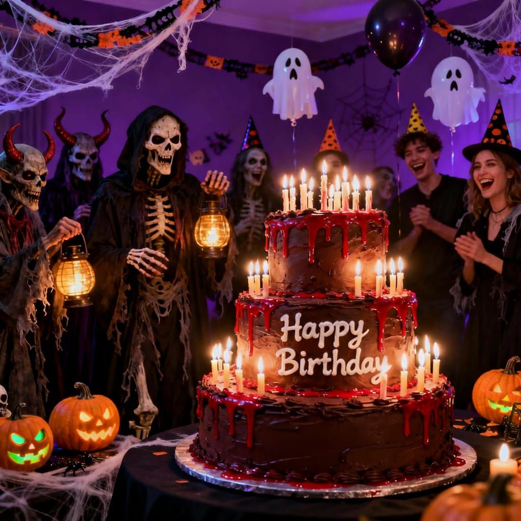 Demons and Ghouls Birthday Party With Spooky Decor