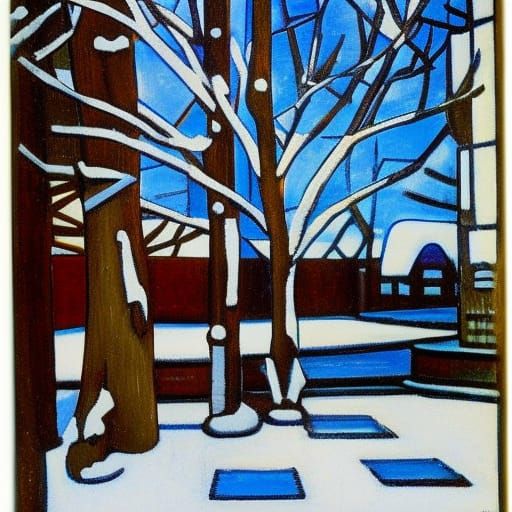 Mondrian Style Snow Landscape