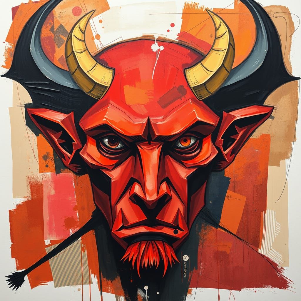 Surreal Cubist Demon Portrait