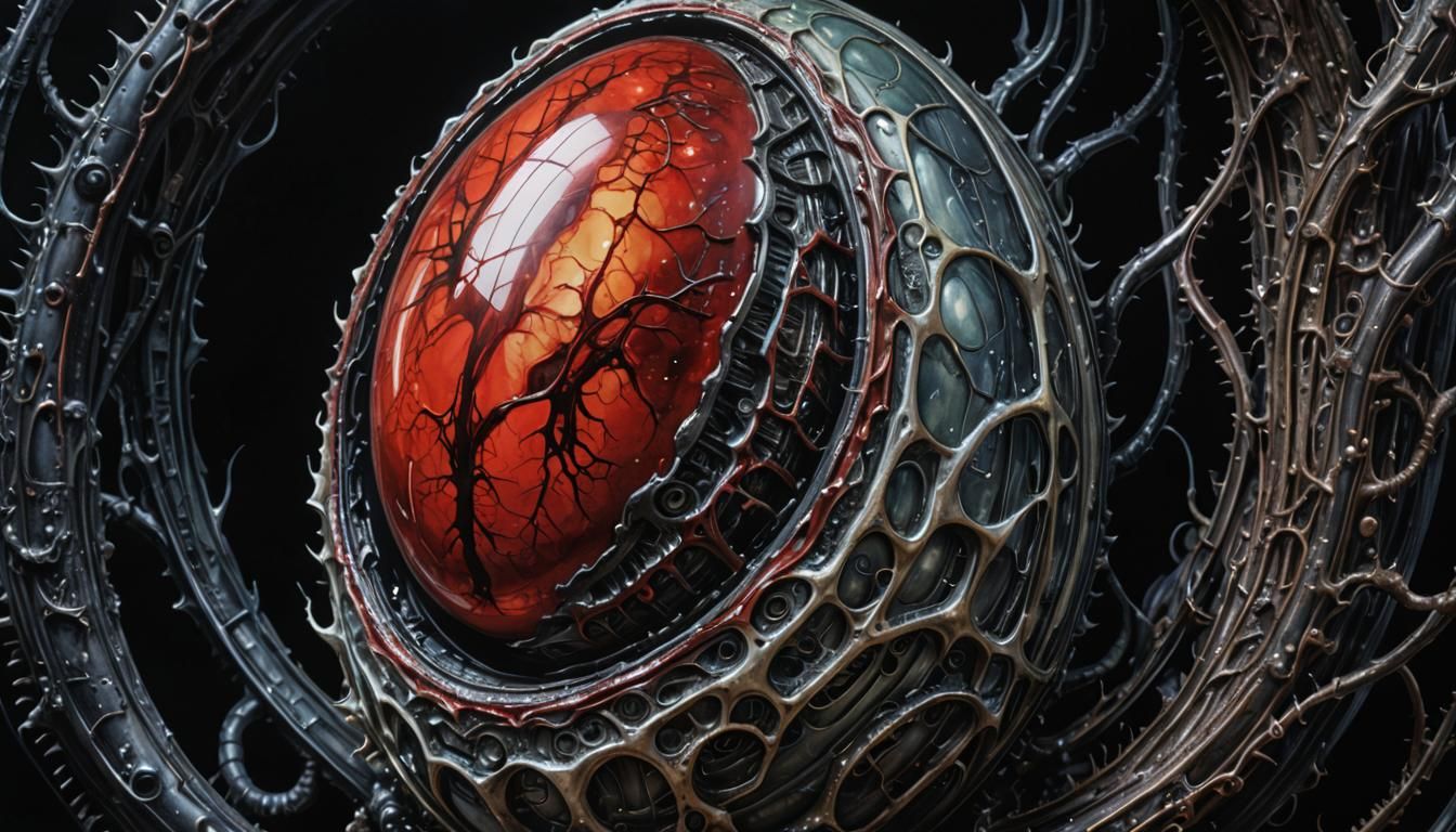 Horror Alien Egg in Watercolor Style