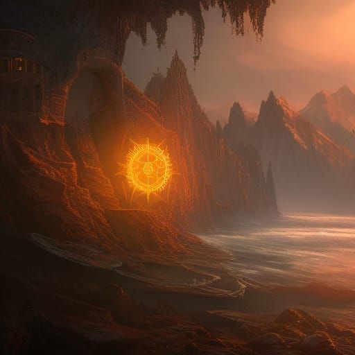 Detailed Compass Pointing North in Fantasy Art Style