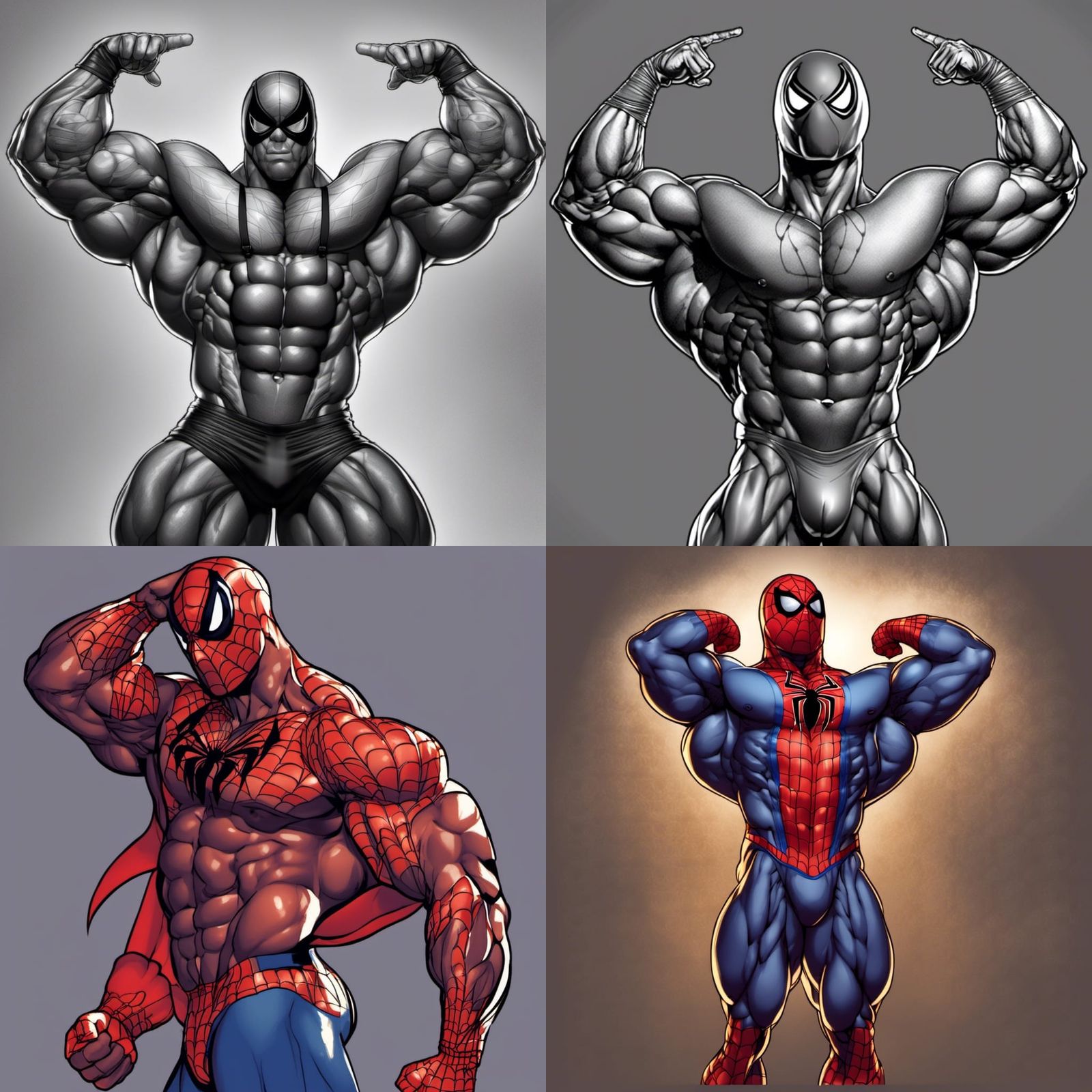 Muscular Spider-Man Bodybuilder Digital Drawing