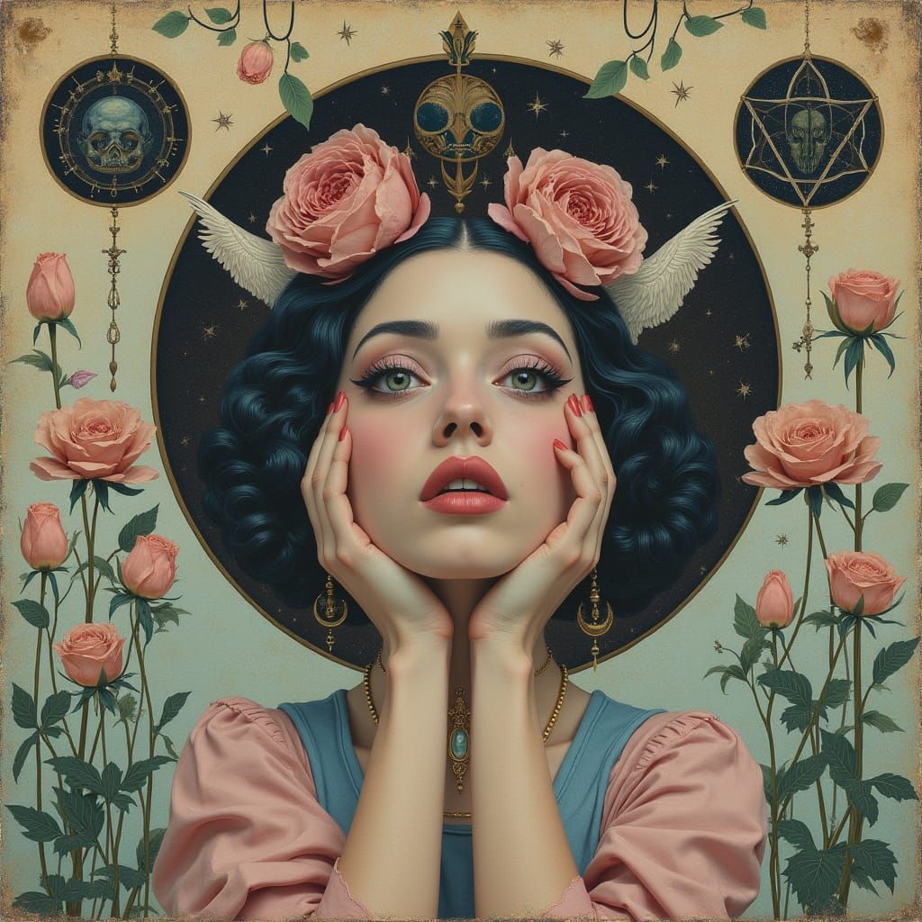 Dreamy Pop Surrealist Goddess in Pastel Hues