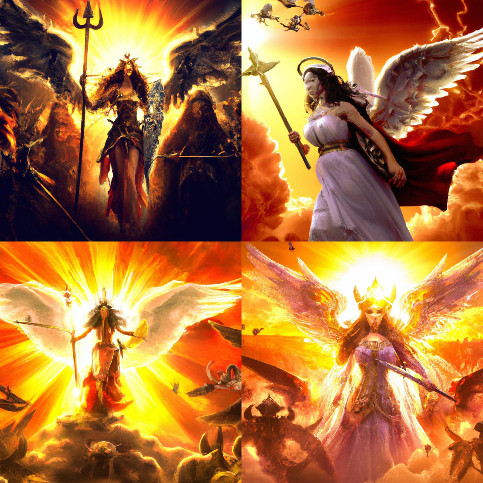 Armored Angel Rises Above Demon Army