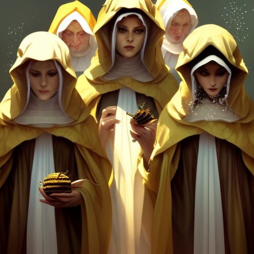 Bee Nuns in Elaborate Honeycomb Attire