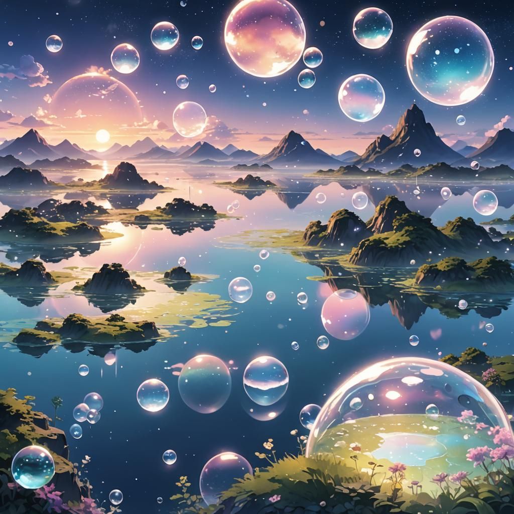 Anime Key Visual of Floating Islands in Space